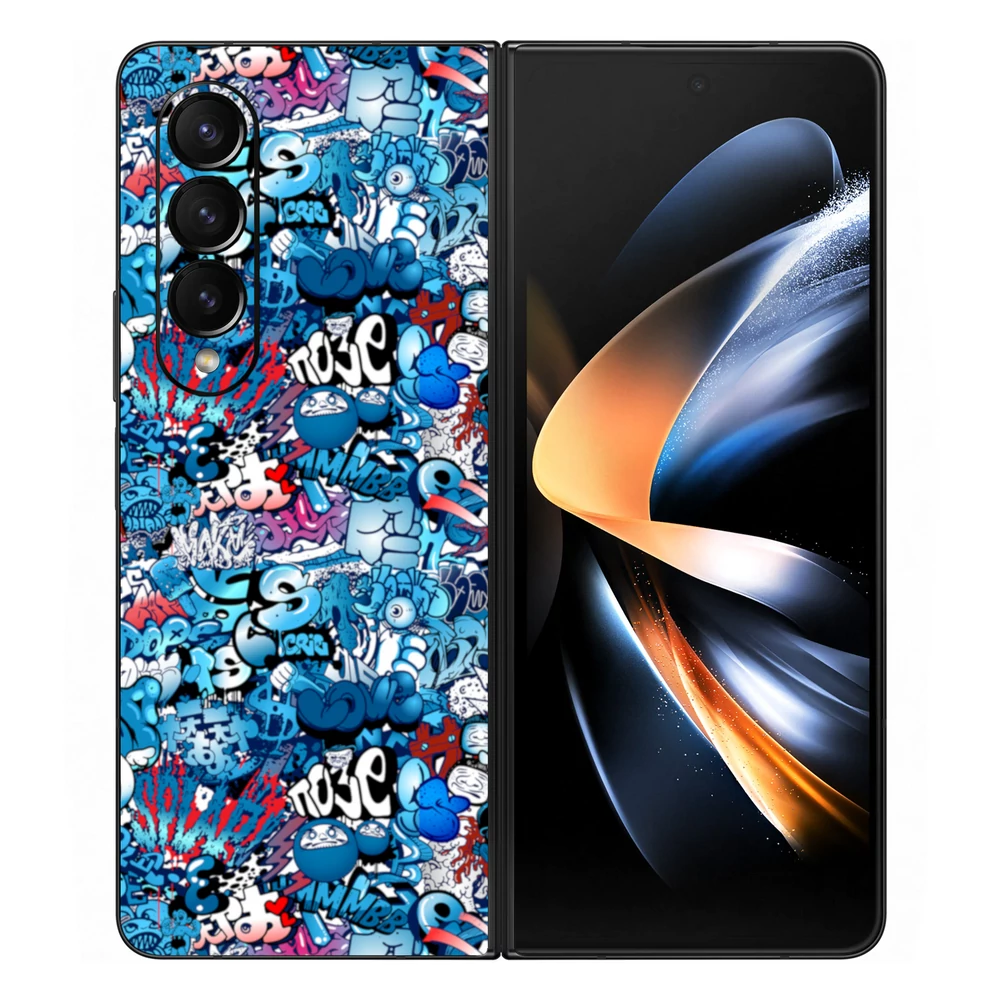 Samsung Galaxy Z Fold 4 - Kék graffiti mintás hátlap fólia